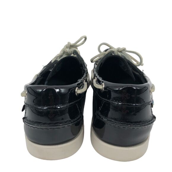 Sebago Docksides Boat Shoes Mens 9 More Like 8.5 Black Patent Leather Moccasin - Picture 6 of 9